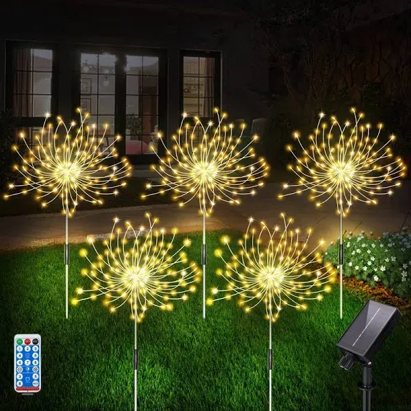 Solar Garden Lights, Firework Lights Outdoor 5 Pack 120 LED Solar Waterproof Dec