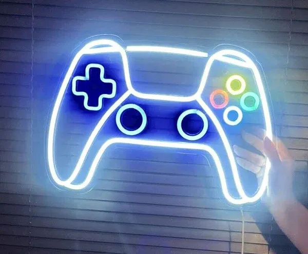 Gamer Neon Sign, Gamepad Shaped LED Neon Sign for Gamer Room Decor, Gaming Neon 