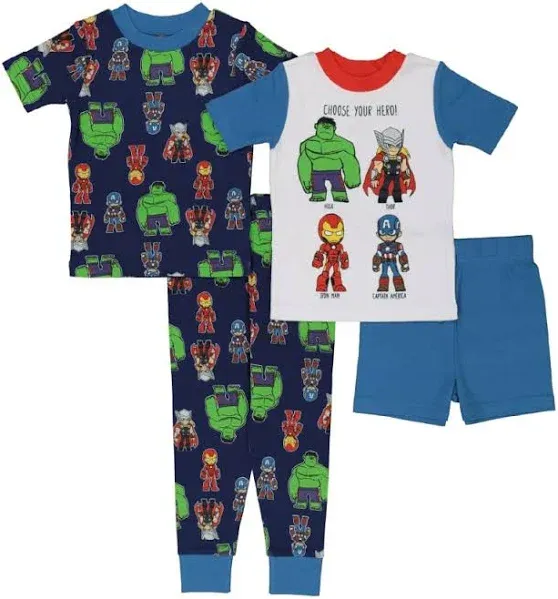 Marvel Boys' 4-Piece Snug-Fit Cotton Pajama Set