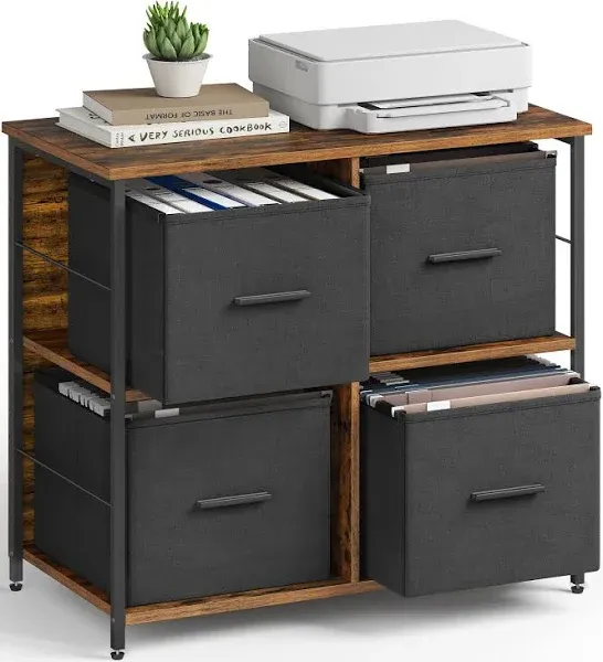 File Cabinet With 2 Drawers Rustic Brown + Ink Black / 4 Drawers (14.8"D X 28.9"W X 27.2"H)