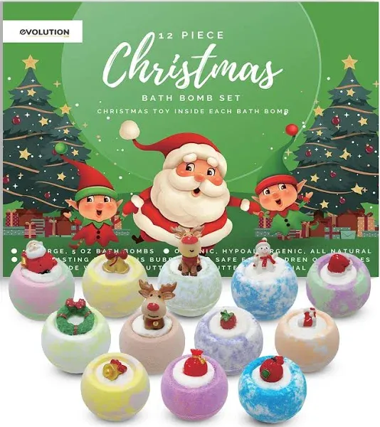 Christmas Bath Bombs for Kids, Holiday Bath Bombs with Surprise Inside, Kids Bath Bombs with Toys, Xmas Kids Bath Bombs for Boys & Girls, Christmas Stocking Stuffers, Holiday Bath Bombs