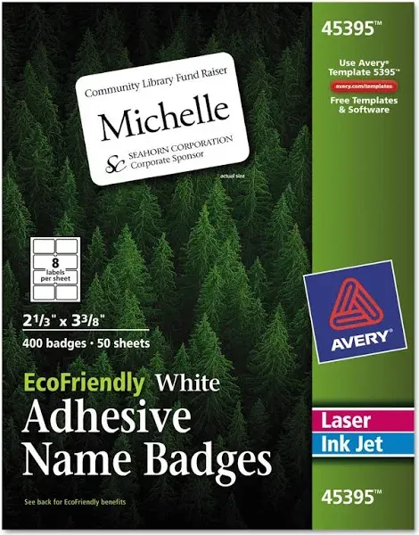 Avery EcoFriendly Adhesive Name Badge Labels