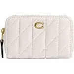 Coach Small Zip Around Card Case with Pillow Quilting - Chalk - SM