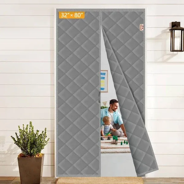 Yotache Magnetic Thermal Insulated Door Curtain Fits Door Size