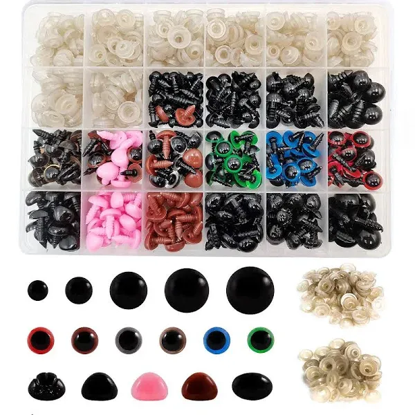 FEMBW 600PCS Safety Eyes and Noses with Washers for Stuffed Animal Amigurumi Doll Crochet