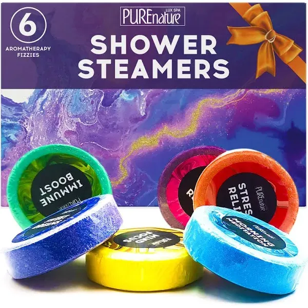 Aromatherapy Shower Steamers Set - Six Uplifting Relaxing Scents for Stress Reli