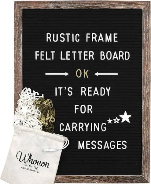 Rustic Wood Frame Felt Letter Board White & Gold Letters