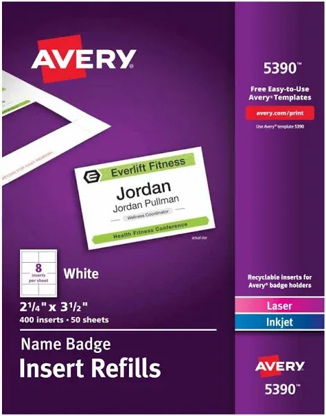 Avery Name Badge Insert Refills