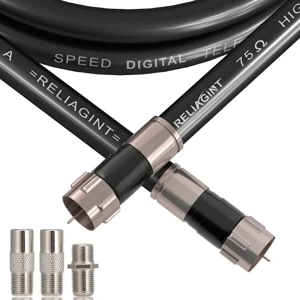 Reliagint RG6 Coaxial Cable with F Connector F81 Double Female Adapter