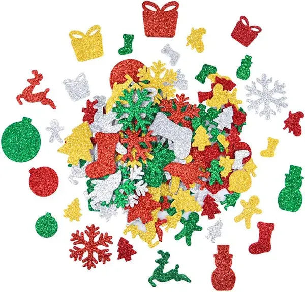 Livder 300 Pieces Christmas Glitter Foam Stickers Self Adhesive Snowflake San...