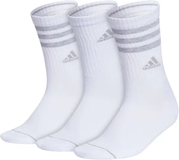 adidas Women's Cushioned 3-Stripe 3.0 3-Pack Crew Socks