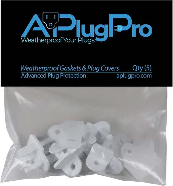 Weatherproof Electrical Plug Extension Cord Gaskets and White Covers, 25 Pack