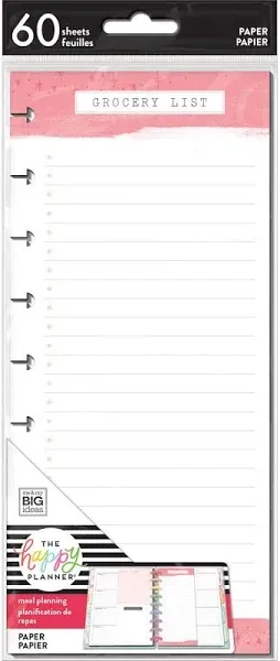 Recipe Grocery List - Classic Half Sheet Filler Paper - 60 Sheets