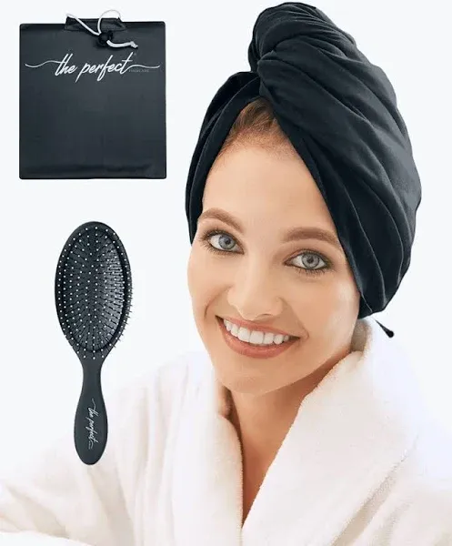 Smooth Microfiber Hair Towel with Wet / Dry Hair Brush