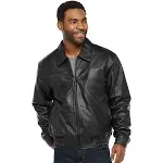 Men's Vintage Leather Banded Bottom Jacket, Size: Medium, Black