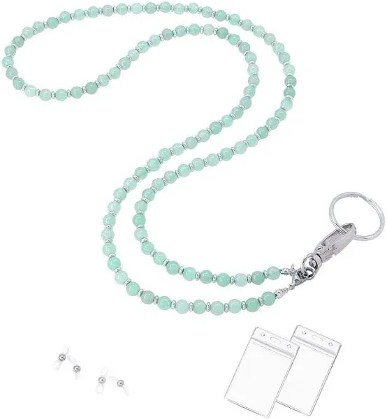 C&L Accessories Beaded Green Agate Lanyard