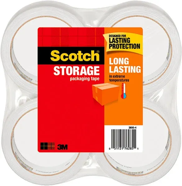 Scotch Long Lasting Storage Packing Tape, 1.88 in. x 54.6 yd., 4 Tape Rolls