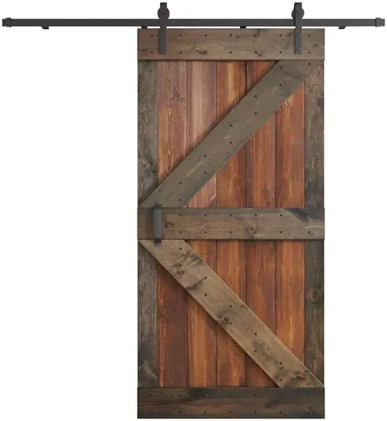 Coast Sequoia 84in K Series Pine Wood Sliding Barn Door With Hardware Kit