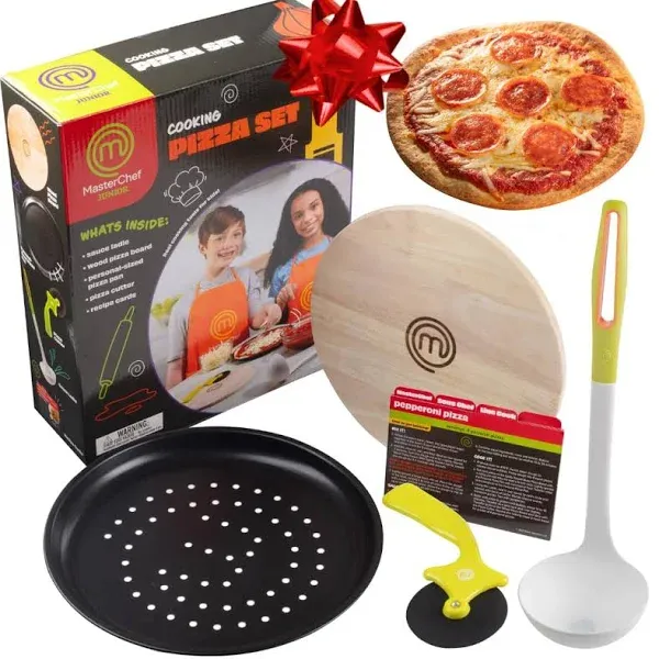 MasterChef Junior Pizza Cooking Set - 5 Pc Kit Includes Real Cookware for Kids