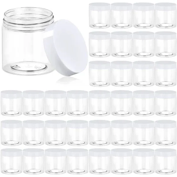 Eternal Moment 36 Pack 3 OZ Plastic Jars Round Clear Cosmetic Container Jars with Lids