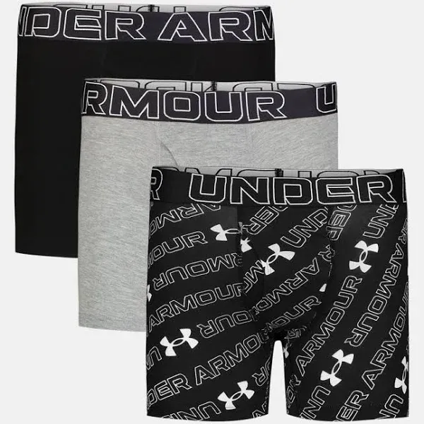 Under Armour Boys' 3-Pack Stretch Cotton Boxer Briefs