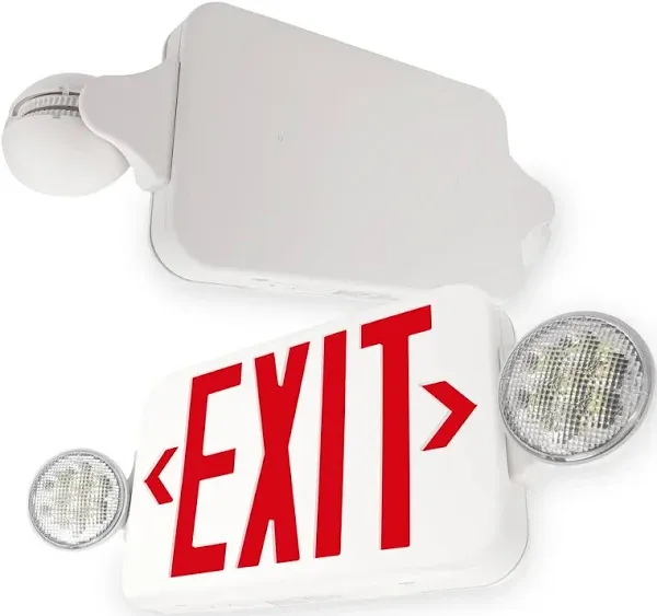 LFI Lights - Hardwired Red Compact Combo Exit Sign Emergency Egress Light - High Output - COMBORJR2