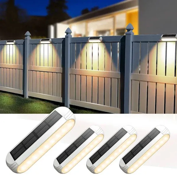 Solar Outdoor Lights for Deck 4 Pack, Upgraded RGB Solar Fence Lights with Co...