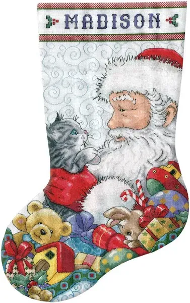 Design Works Counted Cross Stitch Kit 17&#034; Long-Santa &amp; Kitten (18 Count) (1 Pkg)