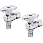 Pack of 2 1/4 Turn Angle Stop Valve 3/8&#034; OD Compression x 1/2&#034; Pex Barb Crimp...