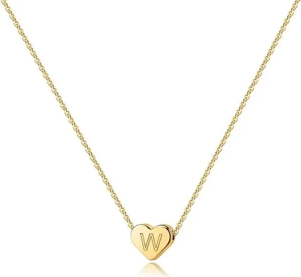 14K Gold-Filled Heart Initial Necklace-Custo<wbr/>m Letter Necklace-Daint<wbr/>y Necklace