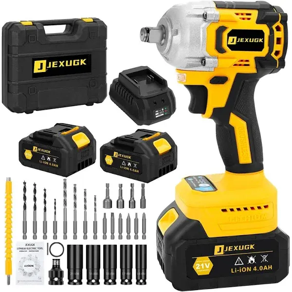 JEXUGK 21V Compact Cordless Impact Wrench Set