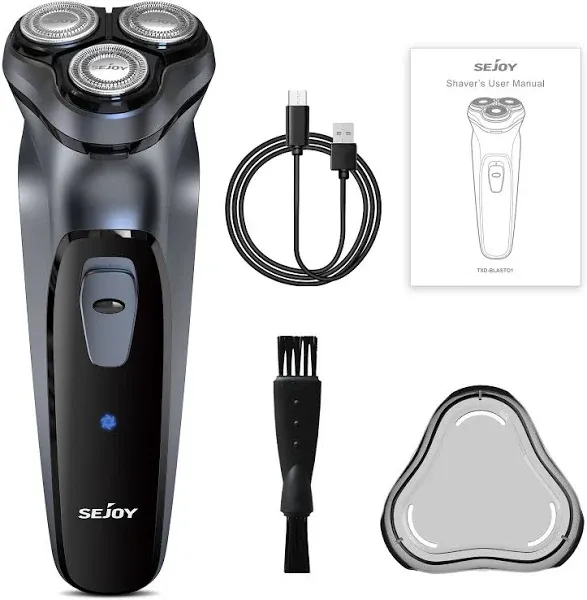 SEJOY Men‘s Electric Shaver Cordless Razor Rotary Beard USB Rechargeable Trimmer