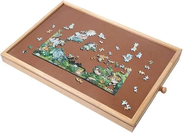 Puzzle Tables for Drawers, Small Jigsaw Puzzle Board 12 inch X 17.3 inch Portable Puzzle Plateau with Storage Drawers Smooth Fiberboard Work Surface for Games and Puzzles