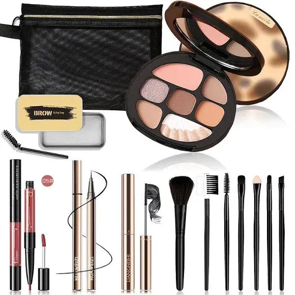 All in One Makeup Kit for Women Full Kit, Basic Cosmetics Kit for Beginner & Professionals, Eye Makeup Set Tween Girl, Make Up Kits for Teenagers, Makeup Gift Set for Girls, Women & Teens (Amber Pink)