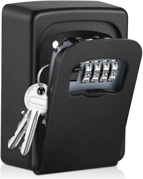 Key Lock Box Wall Mounted,4 Digit Combination Weatherproof Lockbox for Outsid...