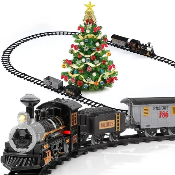 Lucky Doug Electric Christmas Train Set for Kids, Battery-Powered Train Toys Wit