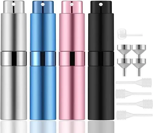 8Ml Portable Mini Perfume Atomizer(4 Pcs)，Refillabl<wbr/>e Empty Small Spray Bottle fo