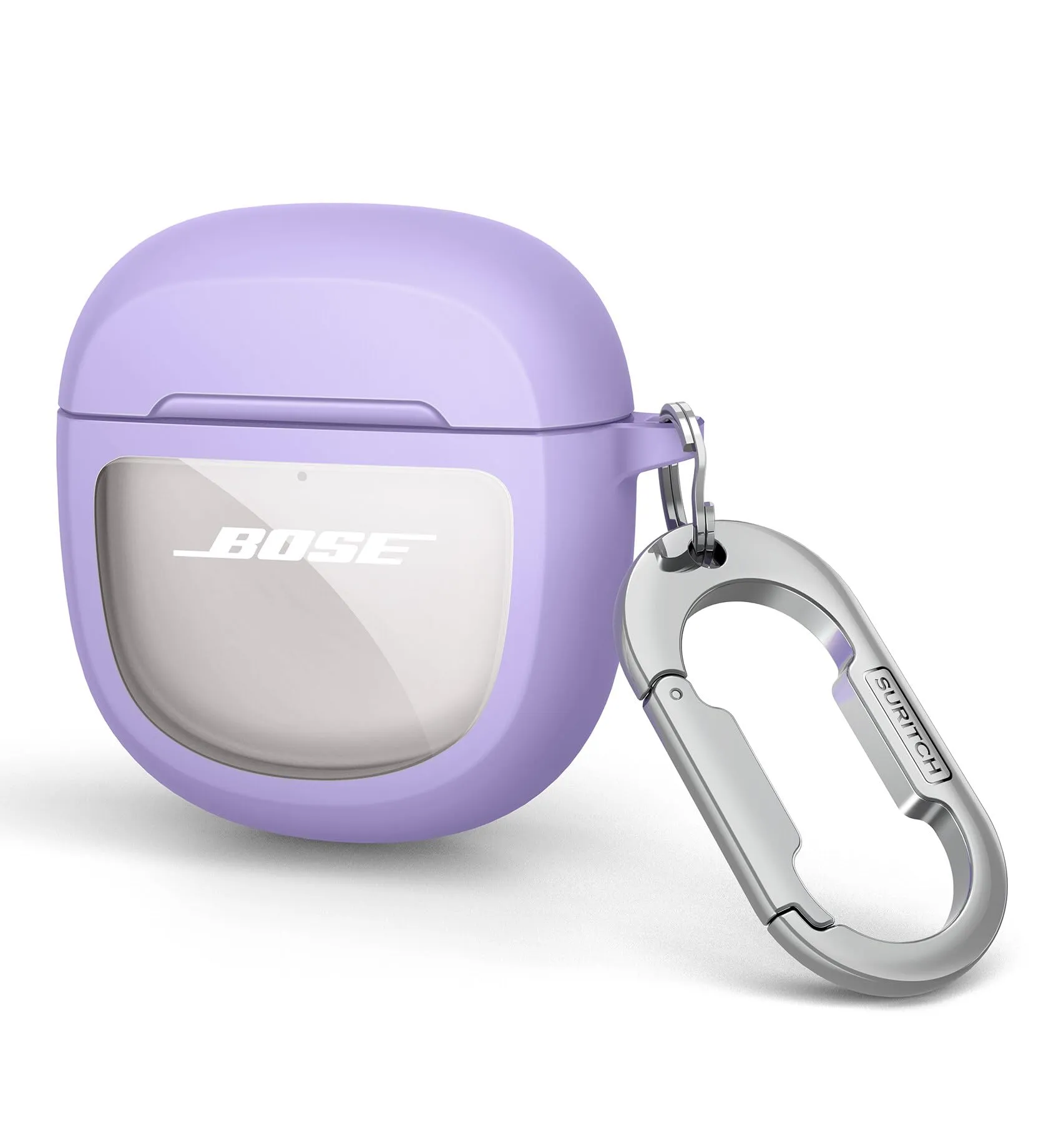 SURITCH Protective Case for Bose QuietComfort Earbuds II 2022 / QuietComfort Ultra 2023, Shockproof Case Cover for Bose QC ii 2 Charging Case Accessories with Carabiner, Purple