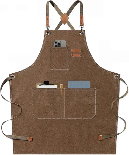 Chef Apron,Cross Back Apron for Men Women with Adjustable Straps and L