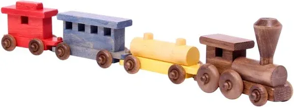 AmishToyBox.com Amish-Made Wooden Toy Train Play Set, 24" Long