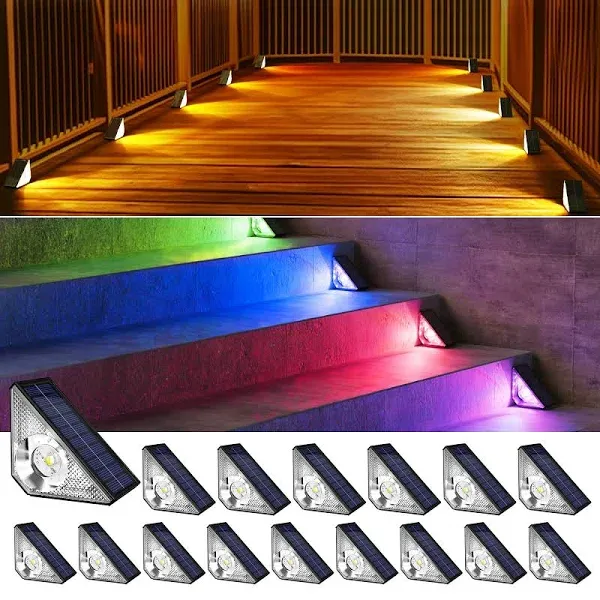 JACKYLED 16 Pack Outdoor Solar Stair Lights