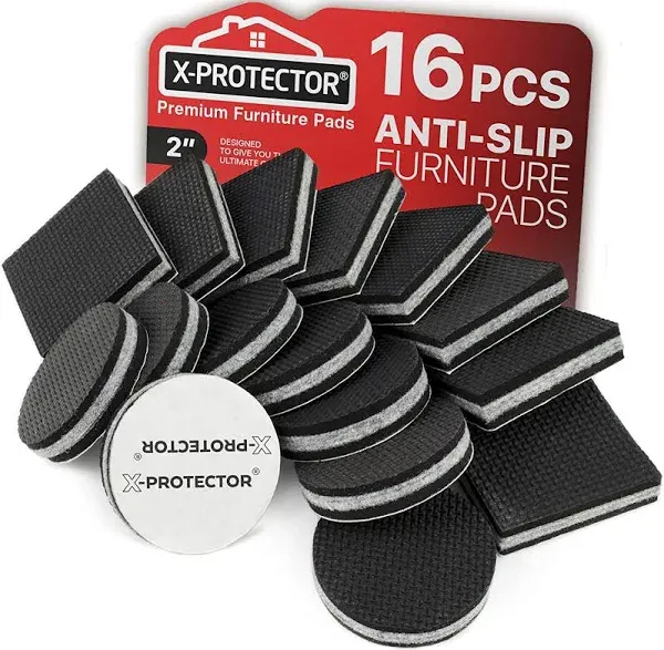 Non Slip Furniture Pads - 16 pcs 2&#034; - Premium Furniture Grippers Rubber Feet ...