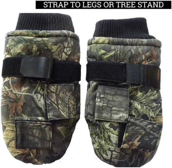 Hunting Stand Mitts | Thumbless Bow Hunting & Ice Fishing Mittens | Strap to Legs, Tree Stands, Camping Chairs | Ideal Bow Hunting Gloves for Men | Alternative to Hunting Hand Muff