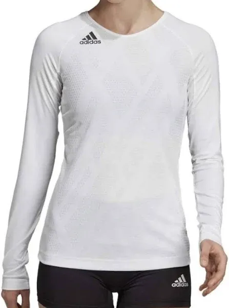 NWOT Adidas White Volleyball Quickset Long Sleeve Top, Size M 