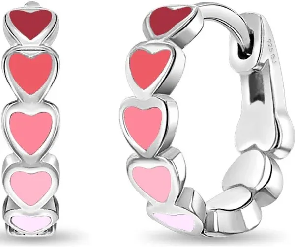 In Season Jewelry Sterling Silver Heart Cascade Huggie Hoops