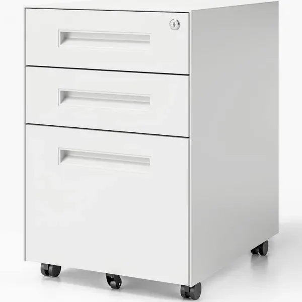 Dripex 3 Drawer File Cabinet, Mobile File Cabinet with Lock on Wheels, Letter/Legal Size, Fully Assembled, Modern Small Short Vertical Metal Rolling