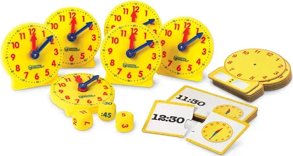 Learning Resources About Time! Clock Group Activity Set Ages 5+ Grades K+ NEW