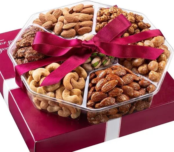 Holiday Christmas Nuts Gift Basket - Assortment Of Sweet &amp; Roasted Salted Gou...