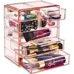 Sorbus Pink Makeup & Jewelry Storage Case Display