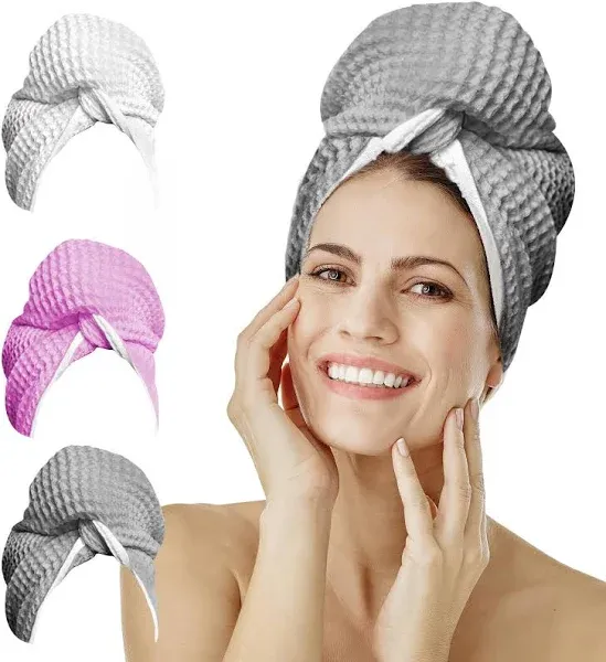 Microfiber Hair Towel - For Fast, Safe &amp; Frizz-free Drying - Premium Gray 